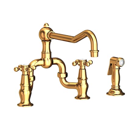 Newport Brass Kitchen Bridge Faucet With Side Spray Polished Gold Pvd 1/24/9452